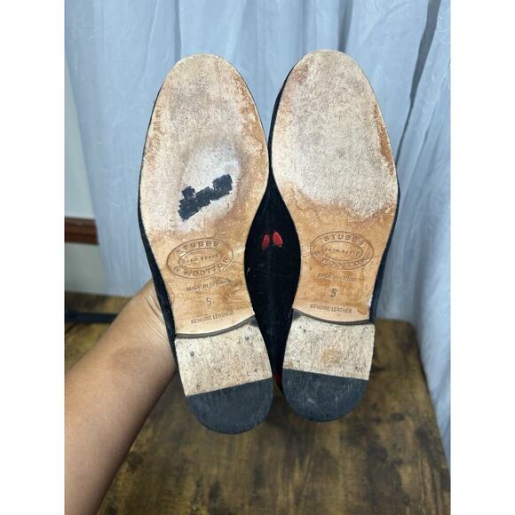 Stubbs & Wootton Mini Heart Black Red Velvet Loafers Size 5 Palm Beach Spain - Picture 14 of 16